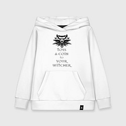 Толстовка детская хлопковая Toss a coin to your witcher, цвет: белый