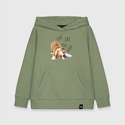 Детская толстовка-худи Sleep Eat Play Repeat Бульдог