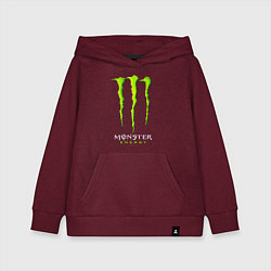 Толстовка детская хлопковая MONSTER ENERGY, цвет: меланж-бордовый