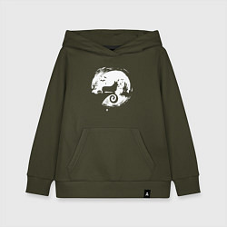 Толстовка детская хлопковая Полнолуние Корги, цвет: хаки