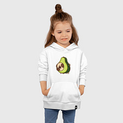 Толстовка детская хлопковая Мопс-авокадо, цвет: белый — фото 2
