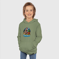 Толстовка детская хлопковая Рождественский мопс, цвет: авокадо — фото 2