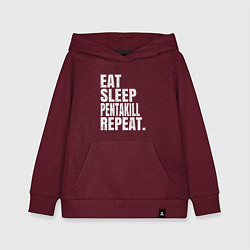 Толстовка детская хлопковая EAT SLEEP PENTAKILL REPEAT, цвет: меланж-бордовый