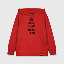 Толстовка детская хлопковая Keep Calm & Study Hard, цвет: красный