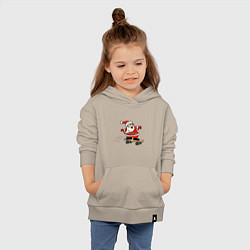Толстовка детская хлопковая Санта на скейтборде, цвет: миндальный — фото 2