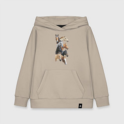 Толстовка детская хлопковая Лошади, цвет: миндальный
