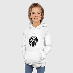 Толстовка детская хлопковая Черно белый пришелец, цвет: белый — фото 2