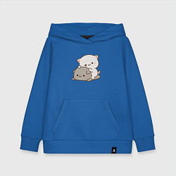 Толстовка детская хлопковая Милые котики, цвет: синий