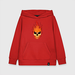 Толстовка детская хлопковая Fire flame skull, цвет: красный