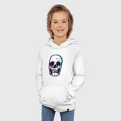 Толстовка детская хлопковая Glitch Skull, цвет: белый — фото 2