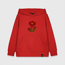 Толстовка детская хлопковая Красные тюльпаны, цвет: красный