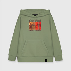 Толстовка детская хлопковая Майами - Флорида, цвет: авокадо