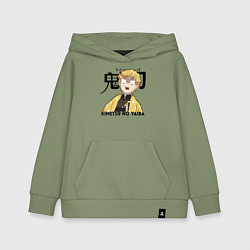 Толстовка детская хлопковая Зеницу Агацума Kimetsu no Yaiba, цвет: авокадо