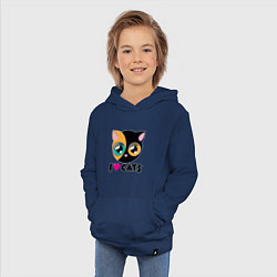 Толстовка детская хлопковая I Love Cats, цвет: тёмно-синий — фото 2