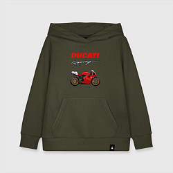 Толстовка детская хлопковая DUCATI ДУКАТИ MOTOSPORT, цвет: хаки