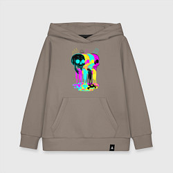 Толстовка детская хлопковая 4 ЧЕРЕПА SKULLS NEON, цвет: утренний латте