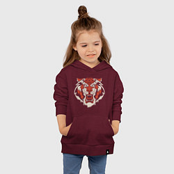 Толстовка детская хлопковая Tiger - Head, цвет: меланж-бордовый — фото 2