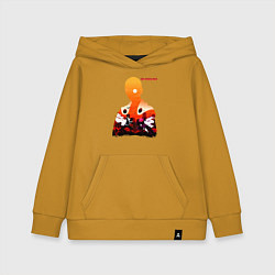 Толстовка детская хлопковая Бой Сайтама и Бороса One Punch-Man, цвет: горчичный