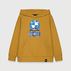 Толстовка детская хлопковая BMW Motorsport Retro, Germany, цвет: горчичный