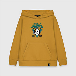 Толстовка детская хлопковая Анахайм Дакс, Mighty Ducks, цвет: горчичный