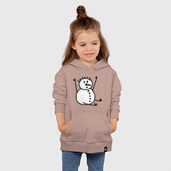 Толстовка детская хлопковая Снеговик в дудл-стиле, цвет: пыльно-розовый — фото 2