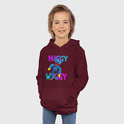Толстовка детская хлопковая Huggy Wuggy: Игрушка с зубами, цвет: меланж-бордовый — фото 2