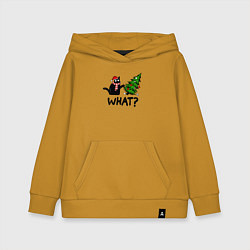 Толстовка детская хлопковая WHAT? КОТ РОНЯЕТ ЁЛКУ, цвет: горчичный