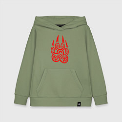 Толстовка детская хлопковая ПЕЧАТЬ ВЕЛЕСА КРАСНЫЙ ЛАПА ВОЛКА, цвет: авокадо