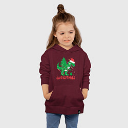 Толстовка детская хлопковая Christmas Dinosaur, цвет: меланж-бордовый — фото 2