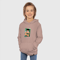 Толстовка детская хлопковая Ван-Пис One Piece, Зоро Ророноа Zoro Roronoa с над, цвет: пыльно-розовый — фото 2