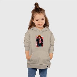 Толстовка детская хлопковая Моб Психо 100 Mob Psycho 100, Аратака Рэйгэн Arata, цвет: миндальный — фото 2