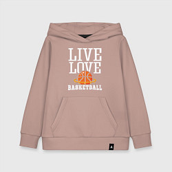 Толстовка детская хлопковая Live Love - Basketball, цвет: пыльно-розовый