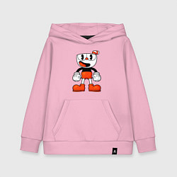 Толстовка детская хлопковая Cuphead красная чашечка, цвет: светло-розовый