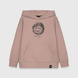 Толстовка детская хлопковая Юрий Гагарин День Космонавтики, цвет: пыльно-розовый