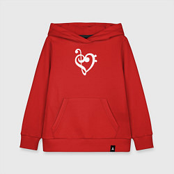 Толстовка детская хлопковая Сердце Скрипичный и Басовый Ключи, цвет: красный