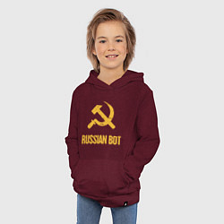 Толстовка детская хлопковая Atomic Heart: Russian Bot, цвет: меланж-бордовый — фото 2