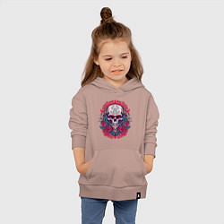 Толстовка детская хлопковая Roses Skull, цвет: пыльно-розовый — фото 2