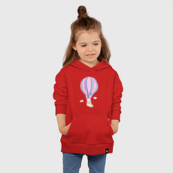 Толстовка детская хлопковая Милый Крольчонок Взлетает На Воздушном Шаре, цвет: красный — фото 2