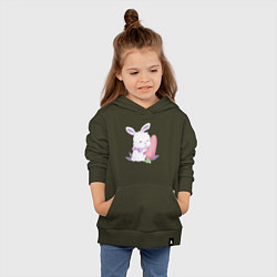 Толстовка детская хлопковая Милый Крольчонок С Большой Морковкой, цвет: хаки — фото 2