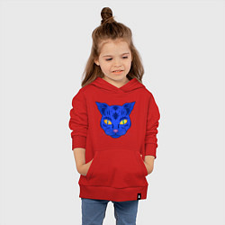 Толстовка детская хлопковая Иллюстрация неоновой кошки, цвет: красный — фото 2