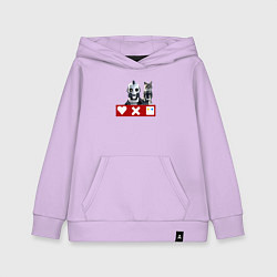 Толстовка детская хлопковая Love death and robots белый робот с котом, цвет: лаванда