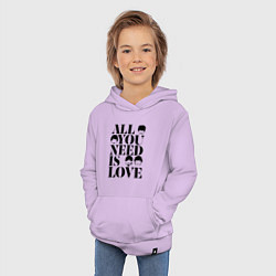 Толстовка детская хлопковая ALL YOU NEED IS LOVE THE BEATLES, цвет: лаванда — фото 2