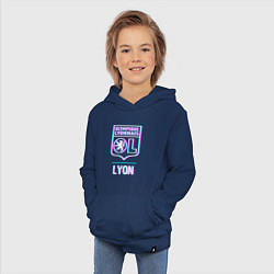 Толстовка детская хлопковая Lyon FC в стиле Glitch, цвет: тёмно-синий — фото 2