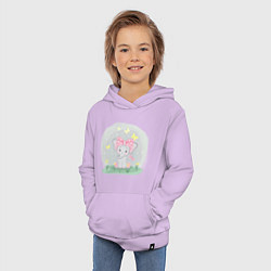 Толстовка детская хлопковая Милый мультяшный слоник с розовым бантом, цвет: лаванда — фото 2