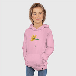 Толстовка детская хлопковая Branch With a Sunflower Подсолнух, цвет: светло-розовый — фото 2