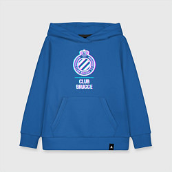 Толстовка детская хлопковая Club Brugge FC в стиле Glitch, цвет: синий