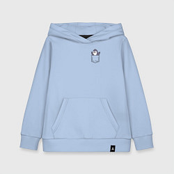 Толстовка детская хлопковая Пингвин в кармашке, цвет: мягкое небо