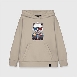 Толстовка детская хлопковая Прикольный панда с попкорном и колой, цвет: миндальный