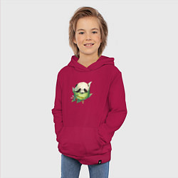 Толстовка детская хлопковая Детёныш панды в гнезде из листьев, цвет: маджента — фото 2