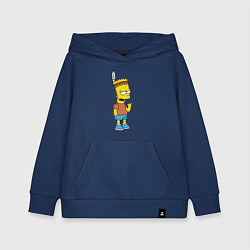 Толстовка детская хлопковая Барт Симпсон - индеец, цвет: тёмно-синий